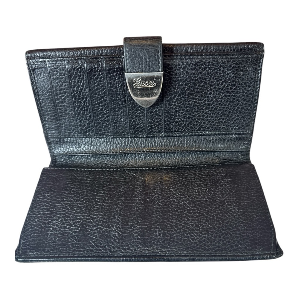 Gucci Vintage Continental Black Leather Wallet with Pebbled Texture - Picture 7 of 14